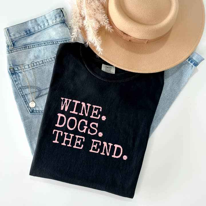 Wine Dog Lover Shirt - Crew Neck Tee by Rustic Radiance