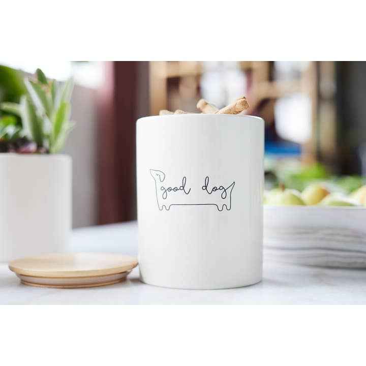 Ceramic Dog Treat Jar with Wooden Lid by Pearhead