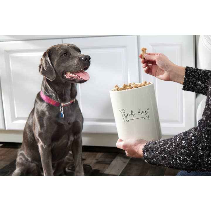 Ceramic Dog Treat Jar with Wooden Lid by Pearhead