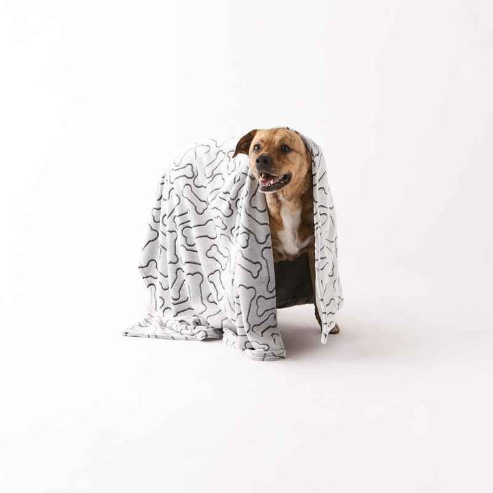 Black Embossed Bone Print Pet Blanket