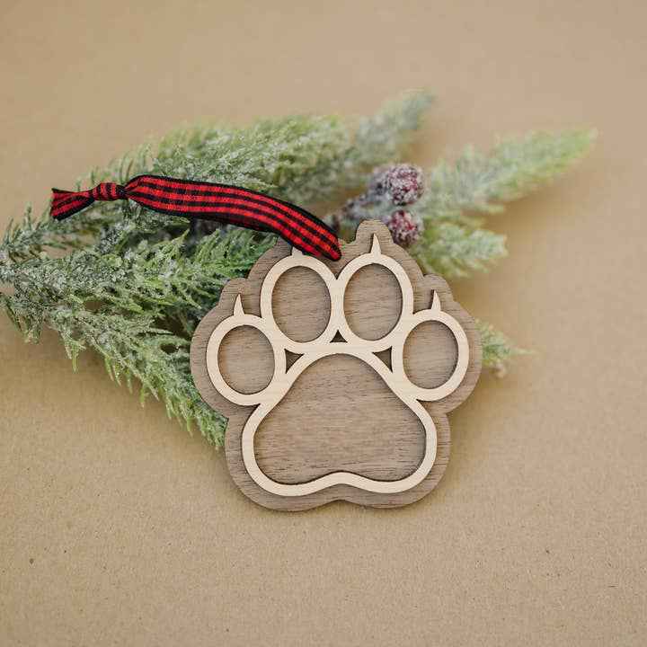 Personalized Cat Paw Ornament by Woodlander Workshop
