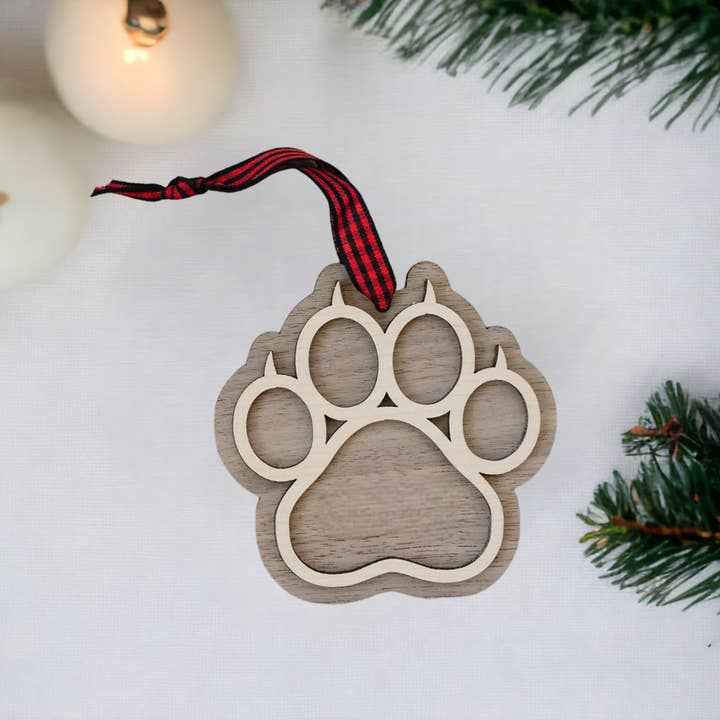 Personalized Cat Paw Ornament by Woodlander Workshop