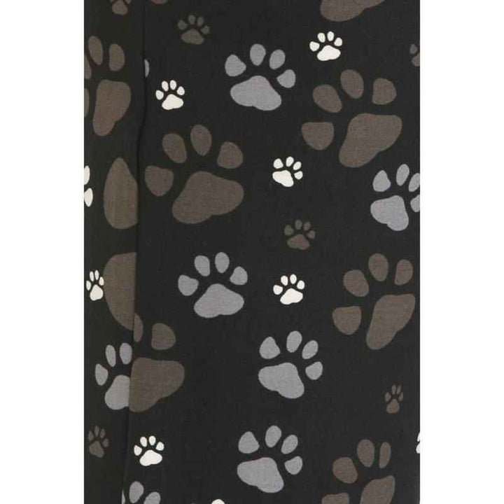Paw Print Pajama Pants with Drawstring