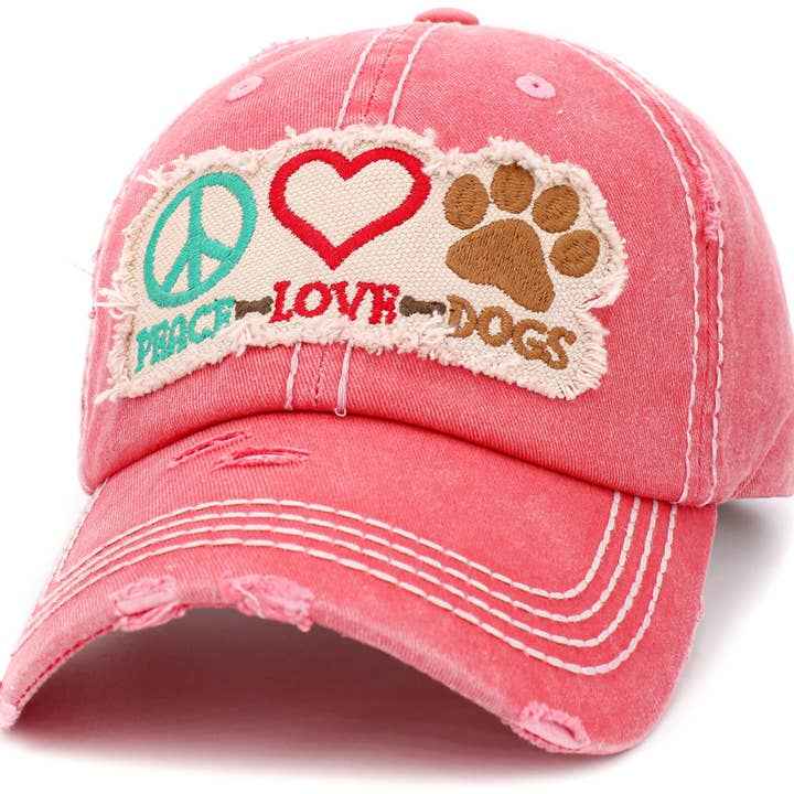 Peace Love Dogs Hat - Vintage Ballcap by Kbethos
