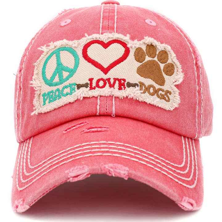 Peace Love Dogs Hat - Vintage Ballcap by Kbethos