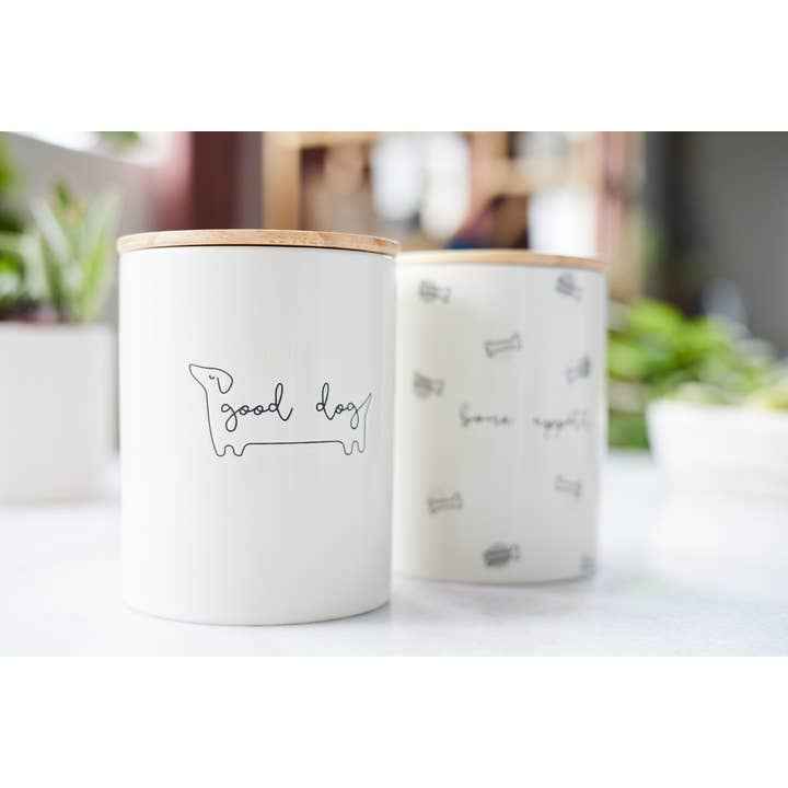 Ceramic Dog Treat Jar with Wooden Lid by Pearhead