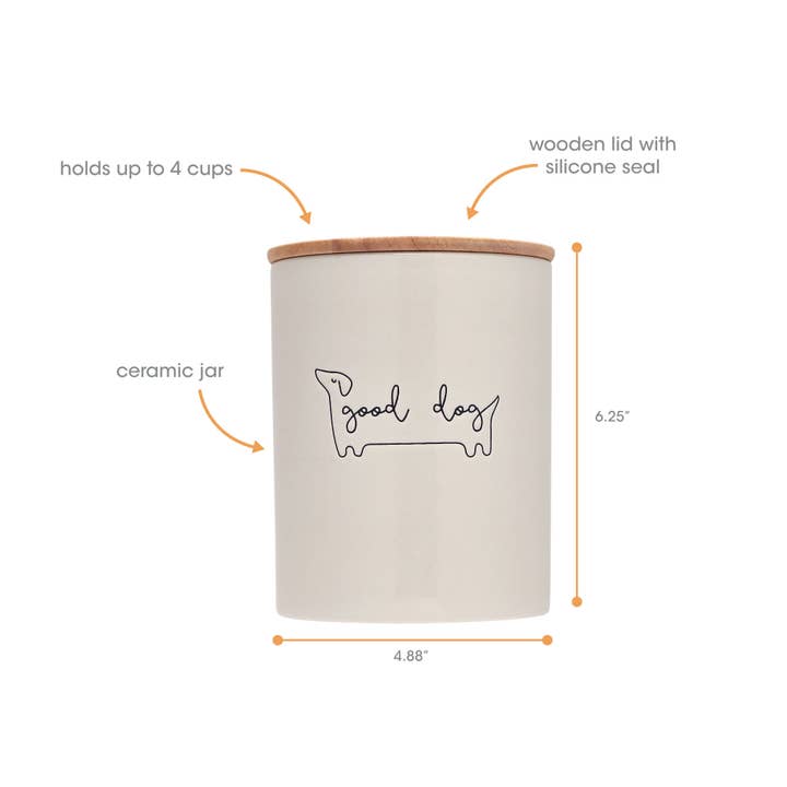 Ceramic Dog Treat Jar with Wooden Lid by Pearhead
