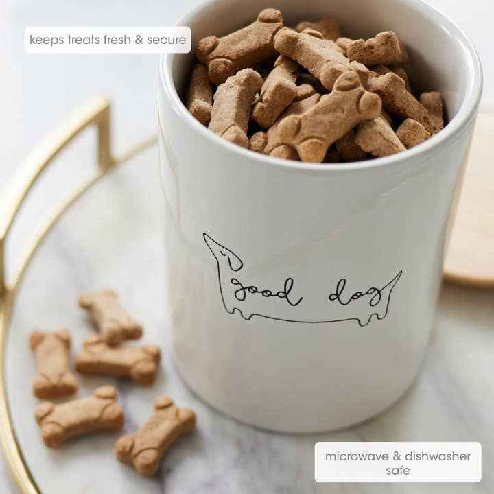 Ceramic Dog Treat Jar with Wooden Lid by Pearhead