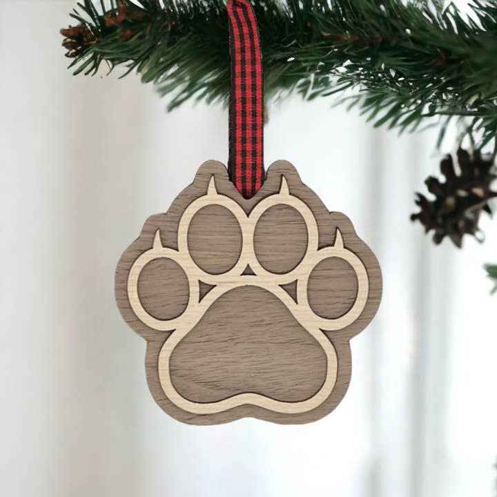 Personalized Cat Paw Ornament by Woodlander Workshop