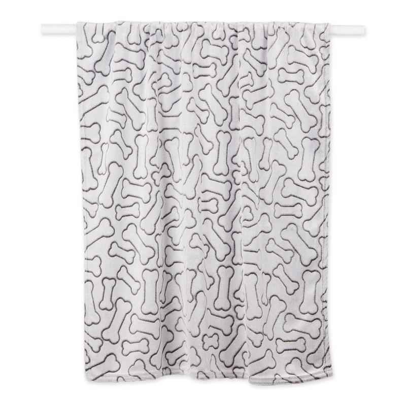 Black Embossed Bone Print Pet Blanket