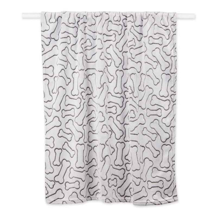 Black Embossed Bone Print Pet Blanket