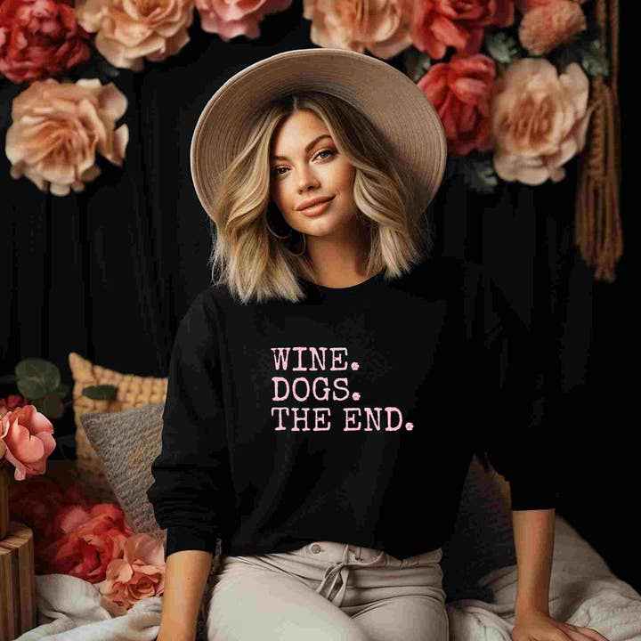 Wine Dog Lover Shirt - Crew Neck Tee by Rustic Radiance