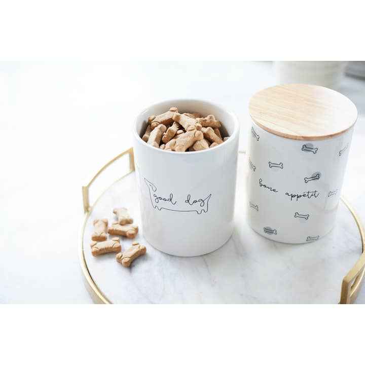 Ceramic Dog Treat Jar with Wooden Lid by Pearhead