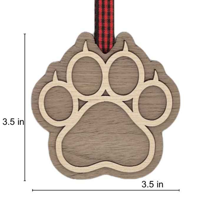 Personalized Cat Paw Ornament by Woodlander Workshop